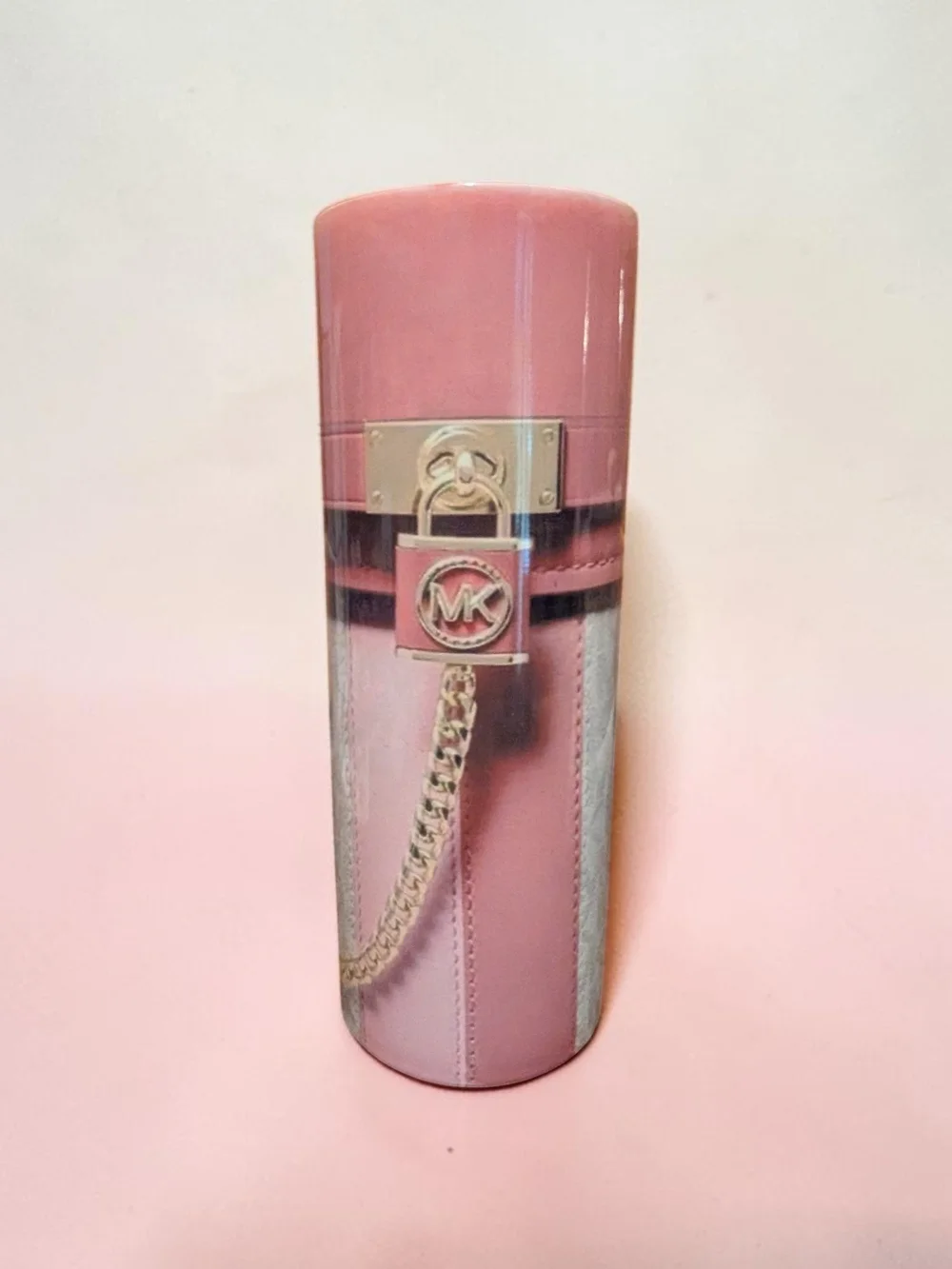 Michael Kors Pink Gold-Tone MK Lock Travel Tumbler